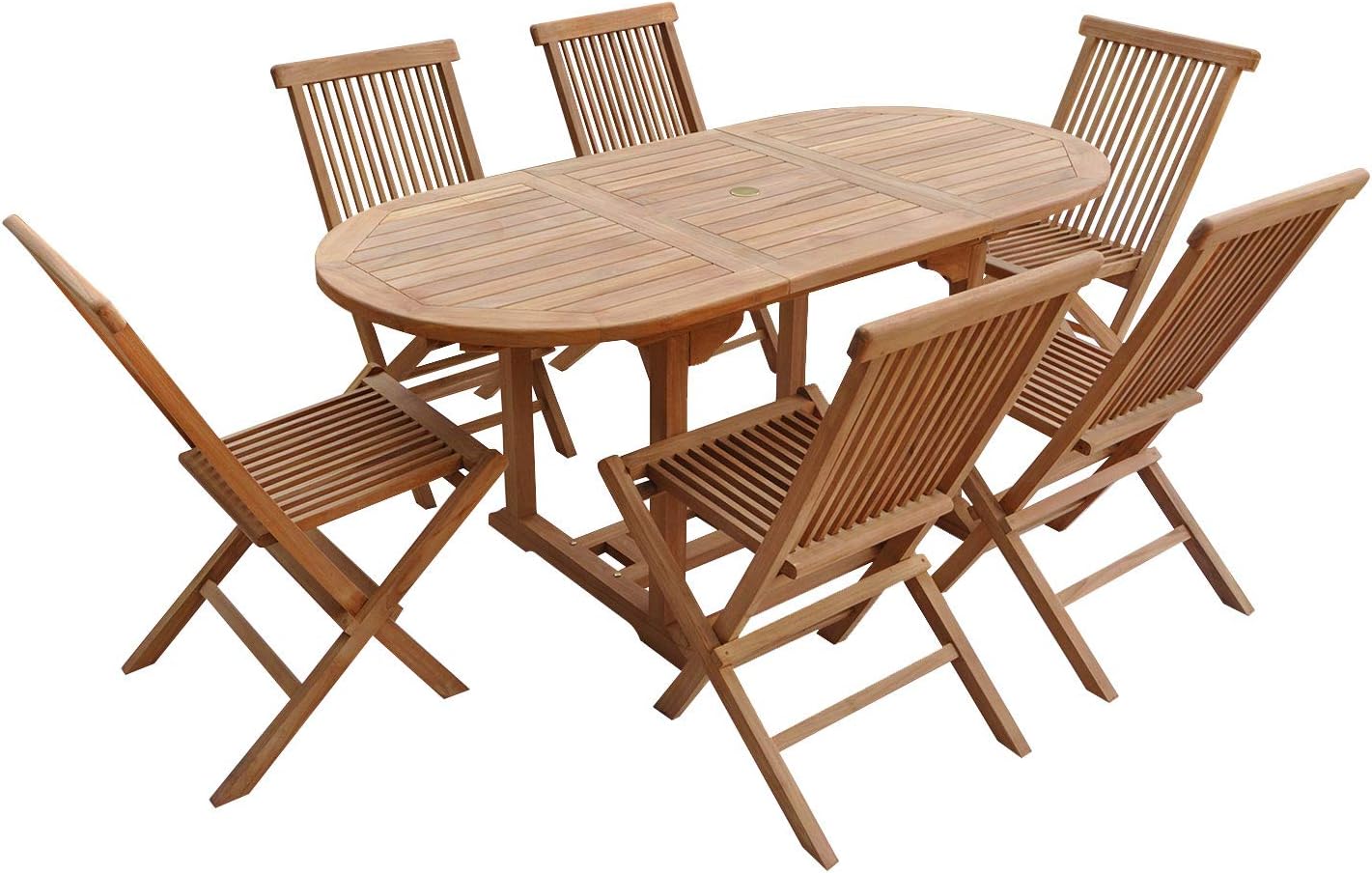 Happy Garden - Lombok salon en teck ovale extensible 6 places