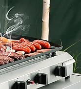 Plancha à gaz, barbecue compact à gaz de table, barbecue à gaz en acier inoxydable, revêtement en céramique laqué.