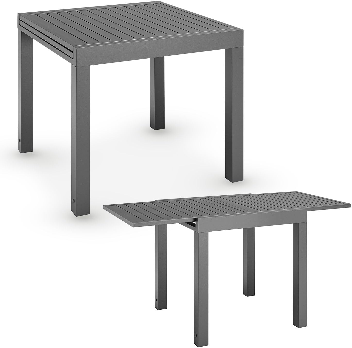 Juskys - Laki - 80x80 cm extensible - Table aluminium balcon jardin