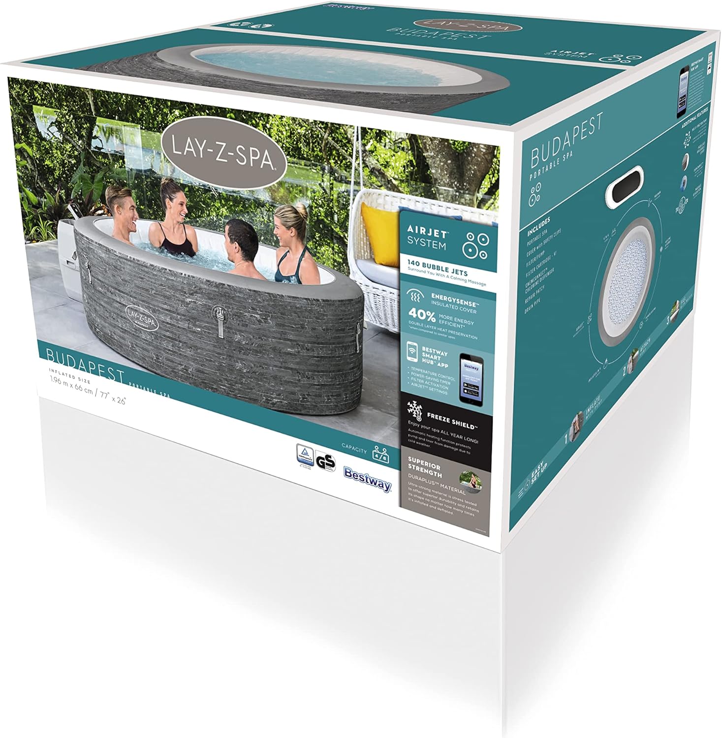 Bestway Spa Gonflable Rond Lay-Z-Spa Budapest AirJet 4-6 Places