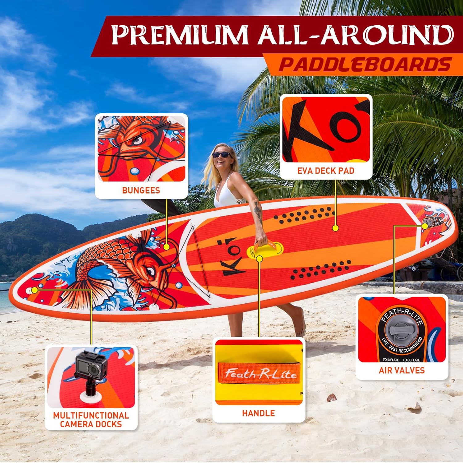 FunWater - planche de surf gonflable - 320x81x15cm - pagaie, pompe, sac, accessoires
