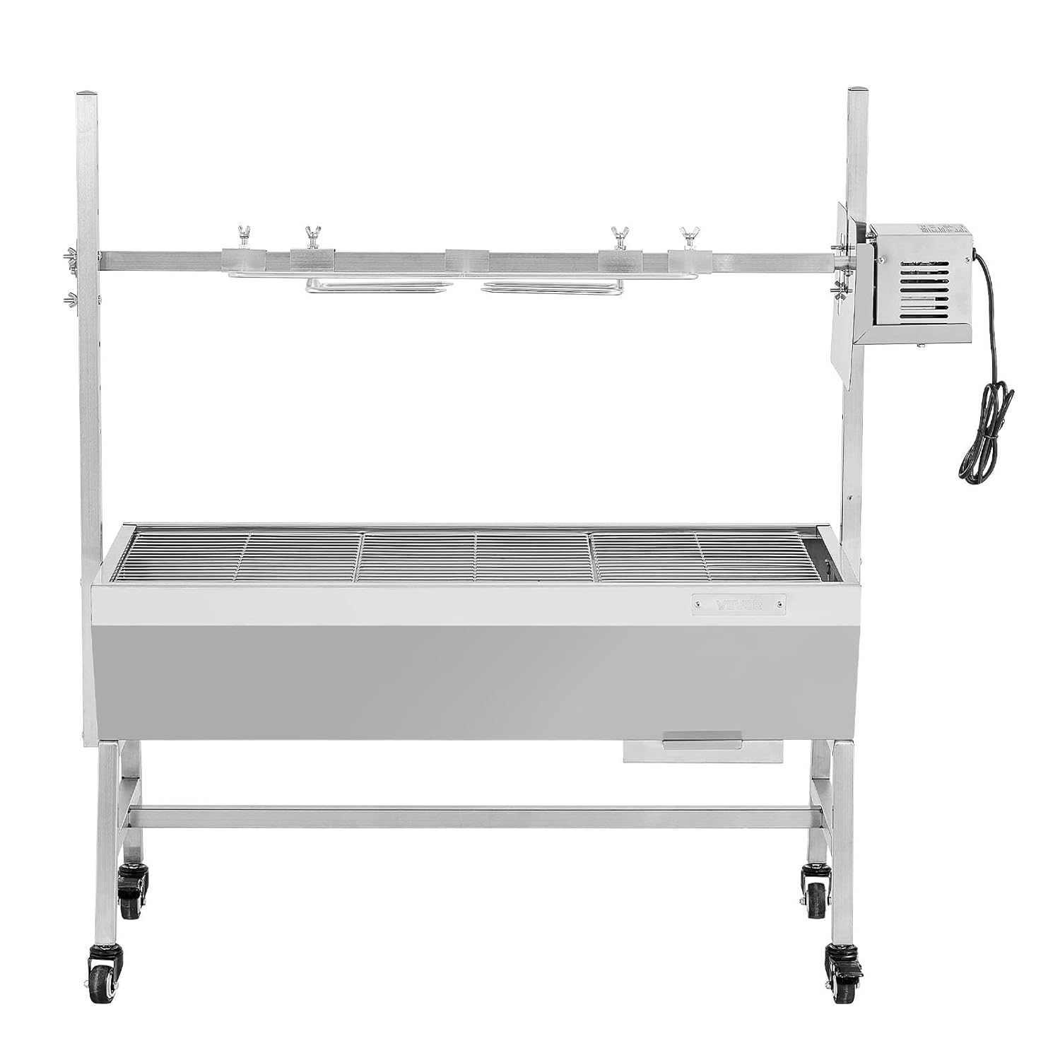 VEVOR - Barbecue à charbon avec tournebroche, 7 hauteurs, 60kg, 38W, inox
