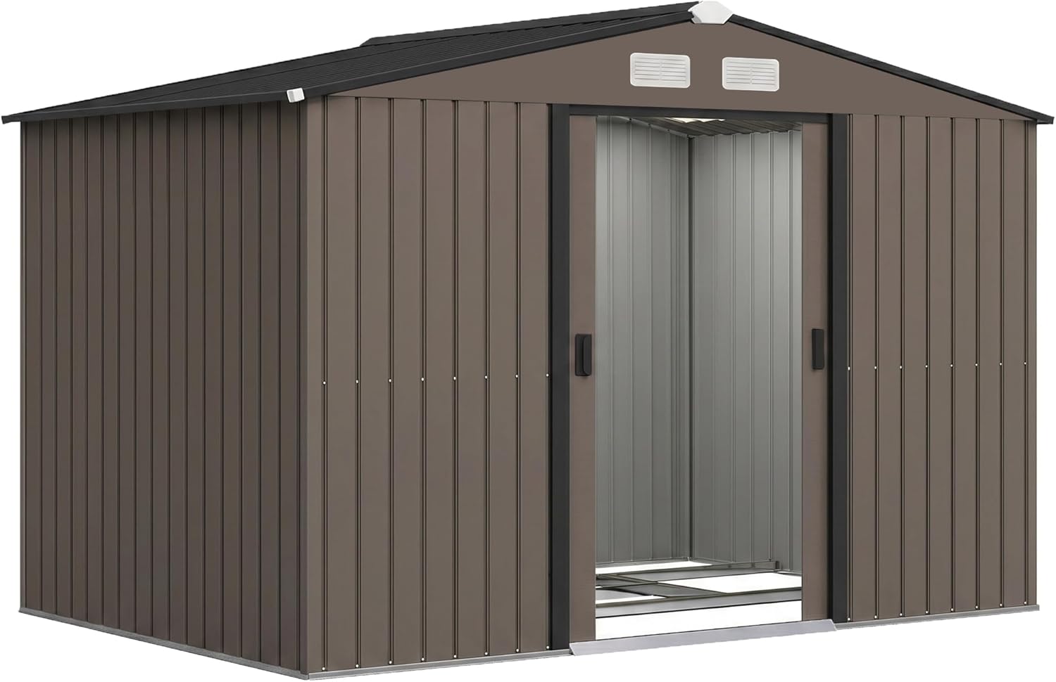 Outsunny - Abri de jardin en acier galvanisé XXL - 5,4 m² avec fondation, 277x195x192cm, portes coulissantes verrouillab