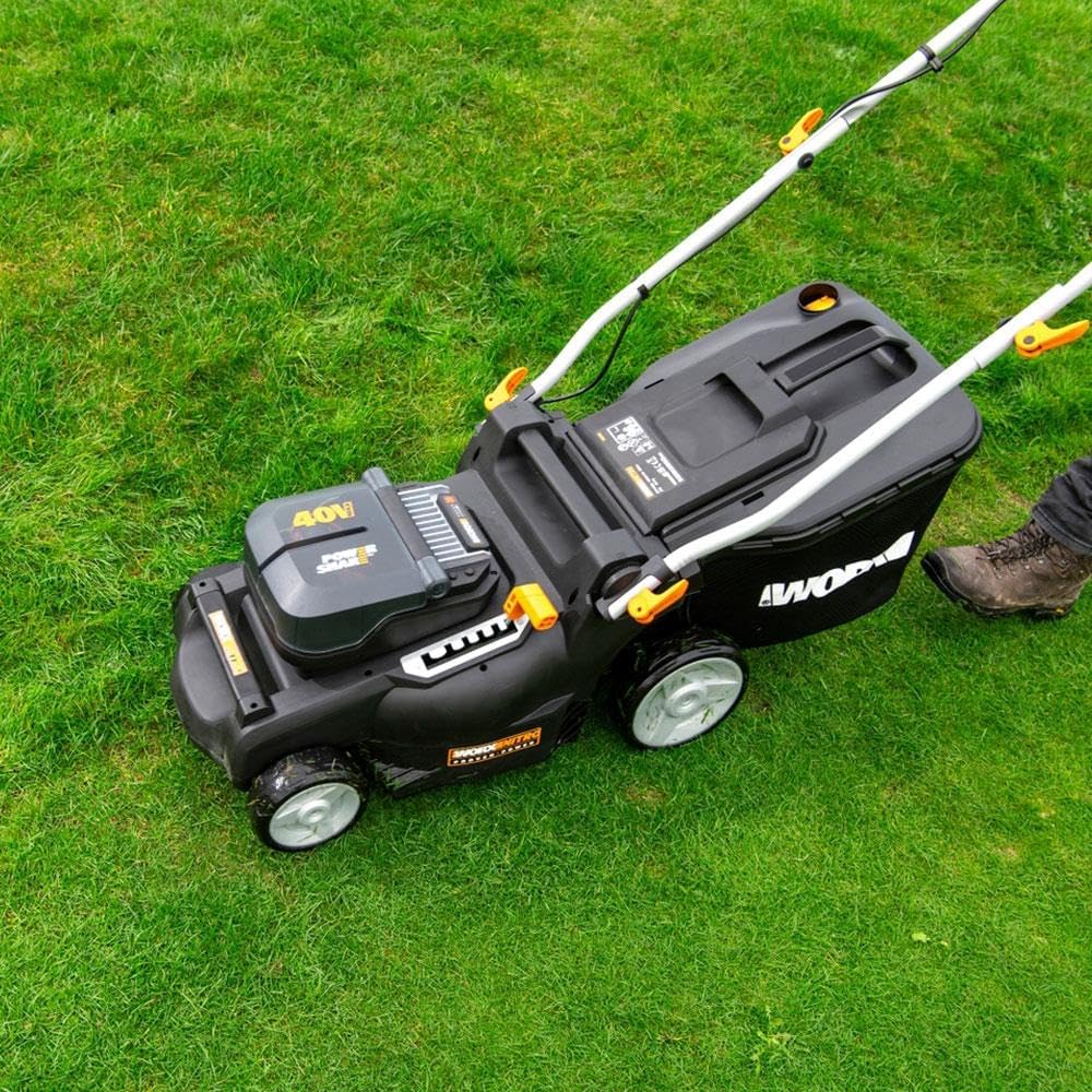 WORX - tondeuse sans fil série WG - 37cm, 40L, 6 hauteurs, 2x4Ah - WG737E