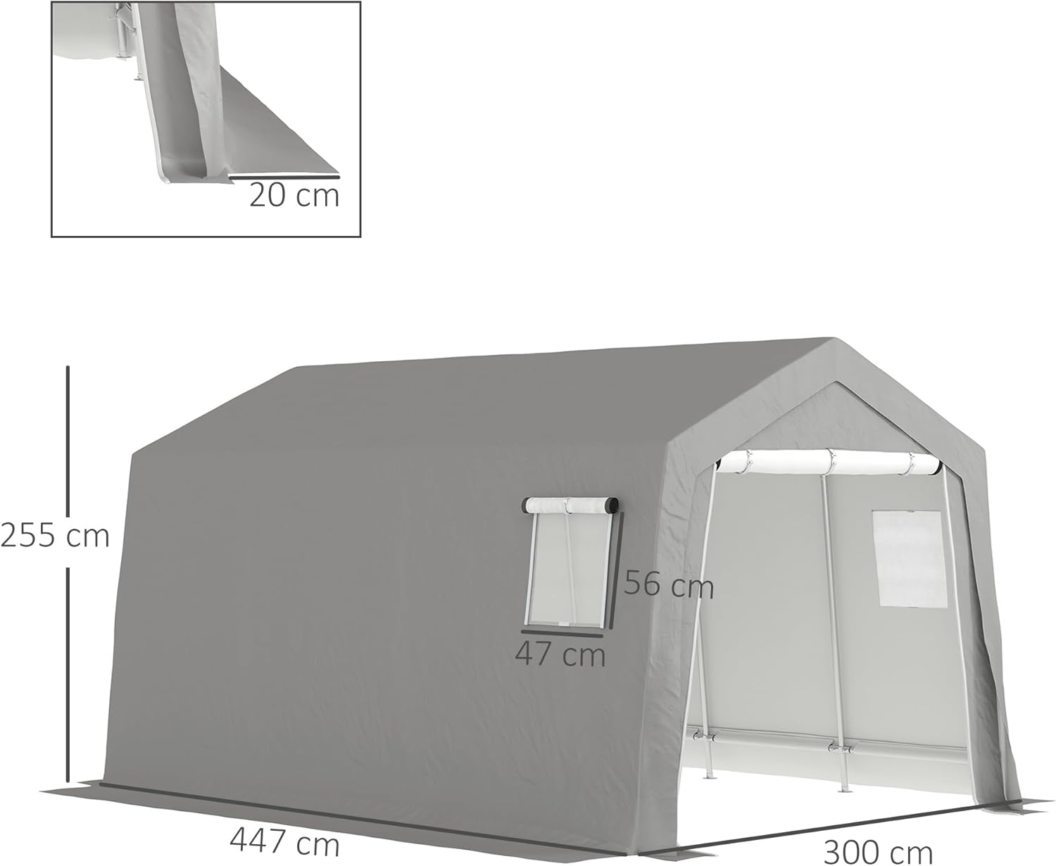 Outsunny - Abri de jardin extérieur - 3x4,5x2,5m - porte zippée, étanche et anti-UV