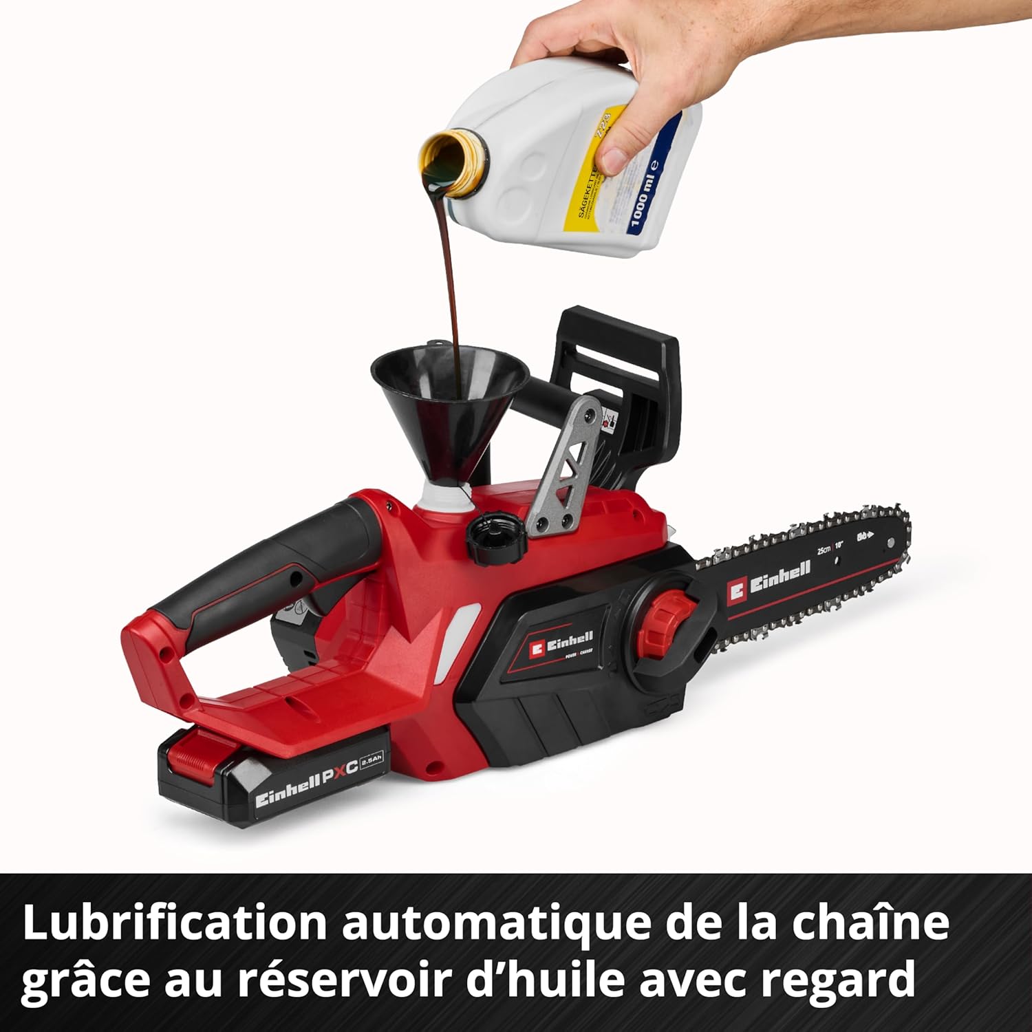 Einhell - tronçonneuse GE-LC 18/25-1 Li - 23 cm - 18V, 2,5Ah, lubrification auto, kit complet, GE-LC 18/25-1 Li