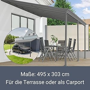 une terrasse avec toit