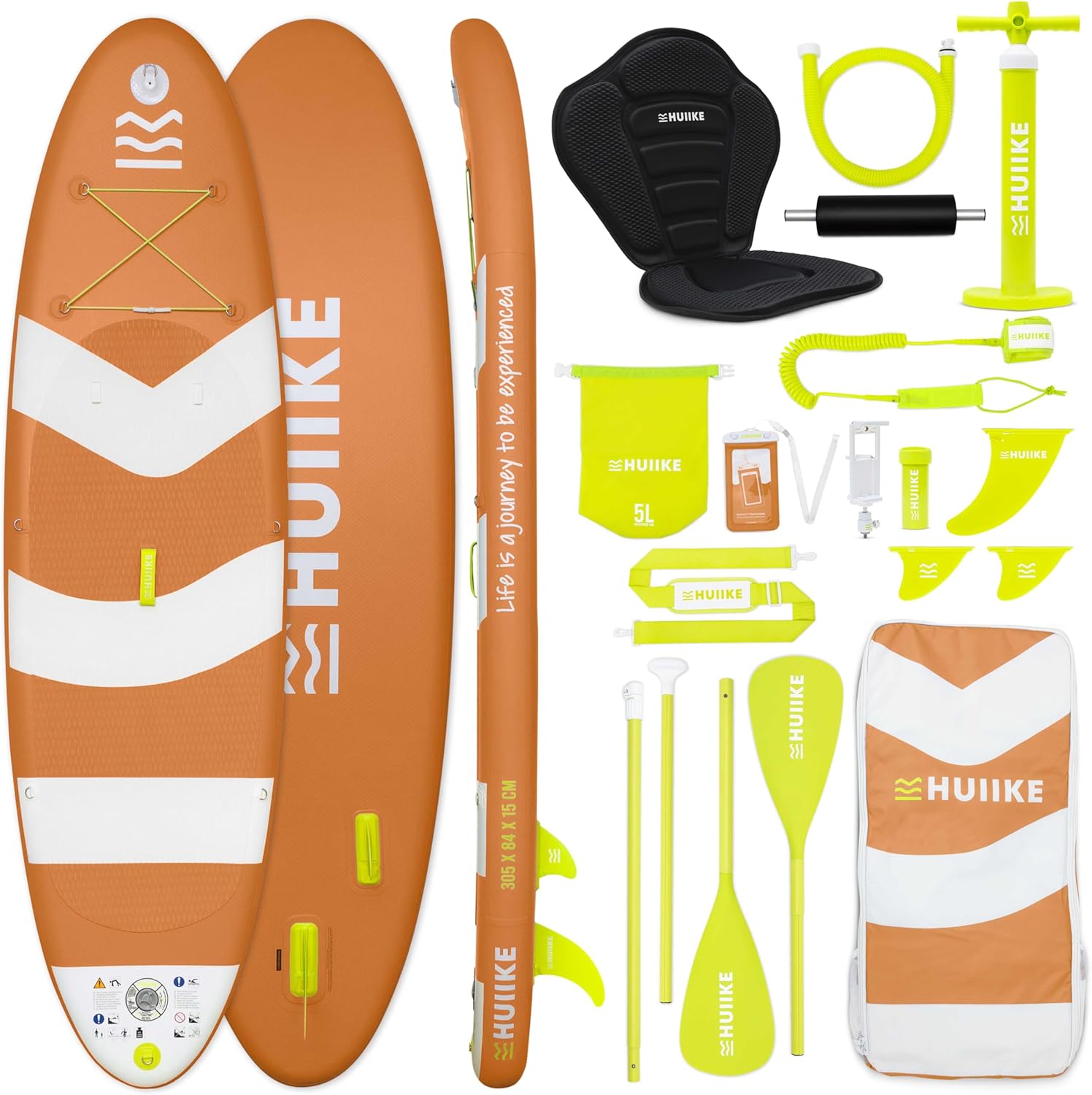 HUIIKE - Paddle gonflable adulte - 305x84x15 cm - stable, résistant, accessoires inclus