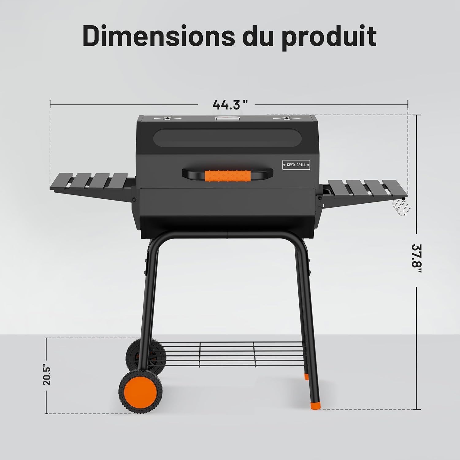 KEYO Grill 23 pouces barbecue pentagonal, chromé, 469 Sq In-23 Pouces