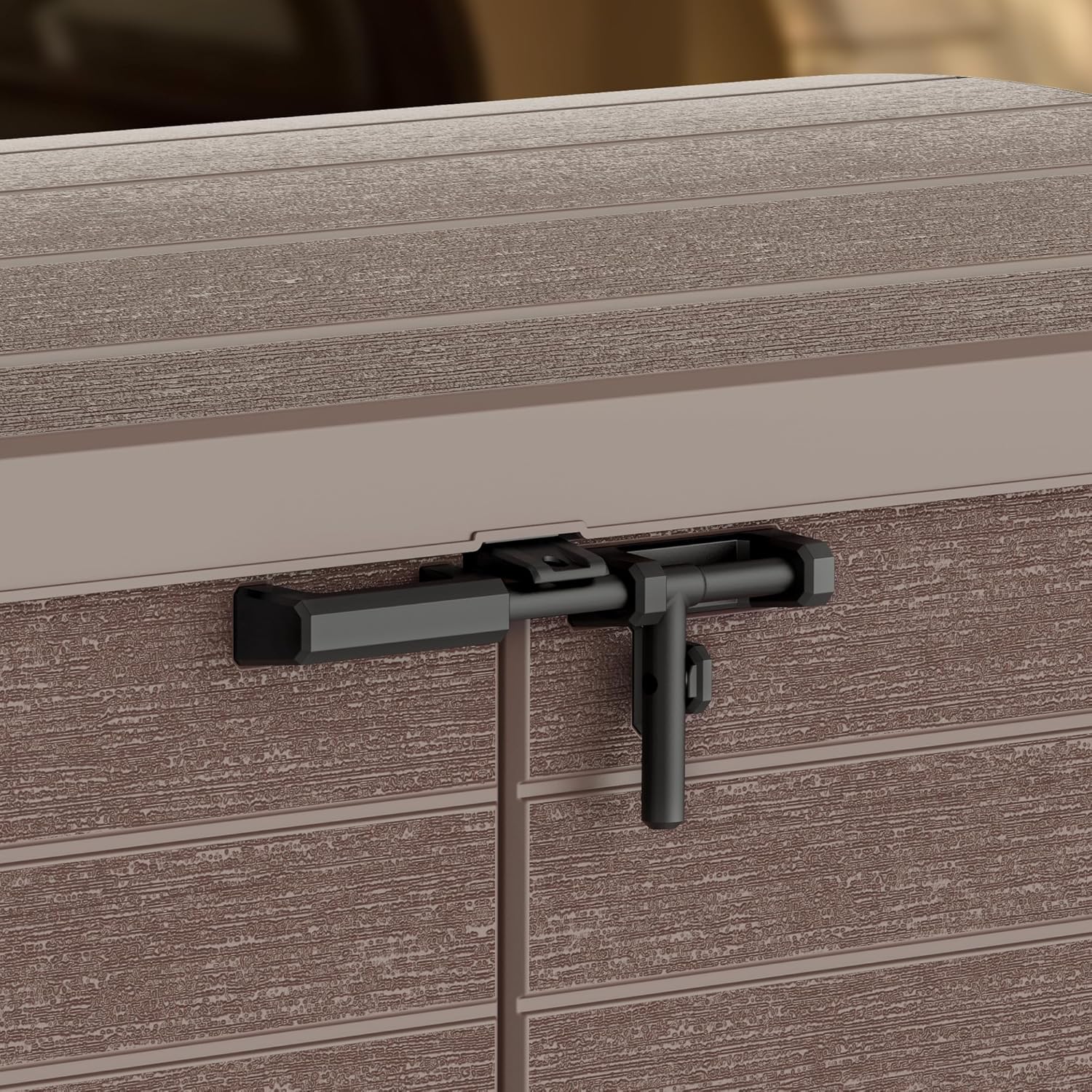 Duramax Cedargrain StoreAway 1200L Abri de jardin en plastique / couvercle arc, Abri pour poubelles, Cache poubelles, Coffre de poubelle, Idéal pour les 2x 240L poubelles, 145x85x125 cm, Marron