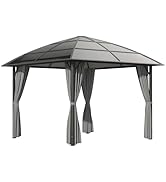 Outsunny Tonnelle de Jardin pavillon de Jardin 3 x 3 m Structure Aluminium Toit Polycarbonate imp...