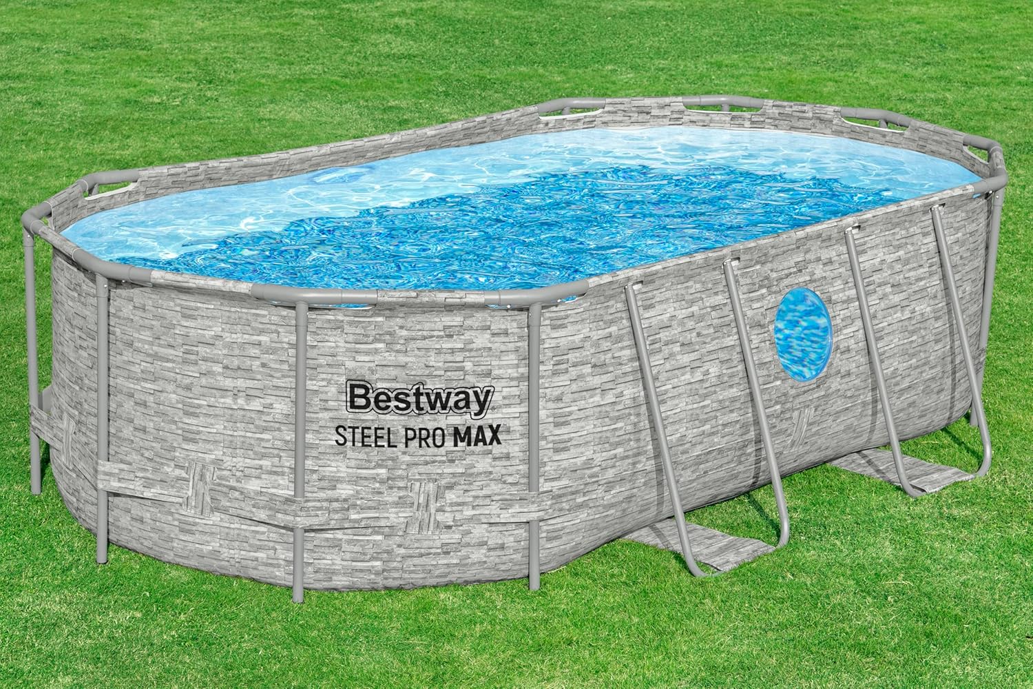 Bestway Steel Pro Max Splashview Kit Piscine Hors Sol - 427 cm x 250 cm x 100 cm - Gris