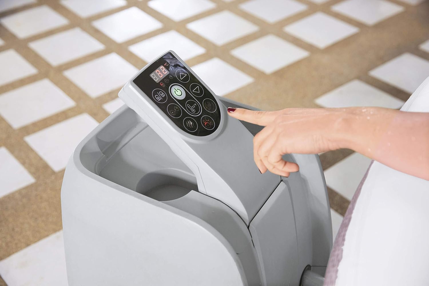 Spa Gonflable Lay-Z-Spa® Cancun Airjet Rond 2 à 4 Personnes, 180 x 66 cm, 120 Jets d'air, Couverture Isolante, Filtration à Cartouche, diffuseur Chemconnect