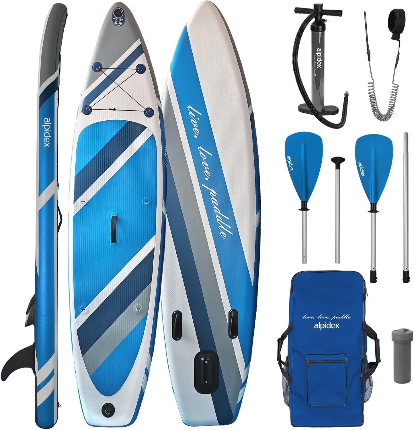 ALPIDEX - Stand Up Paddle - 320x76x15 cm - gonflable, sac, pagaie, pompe, 200 kg