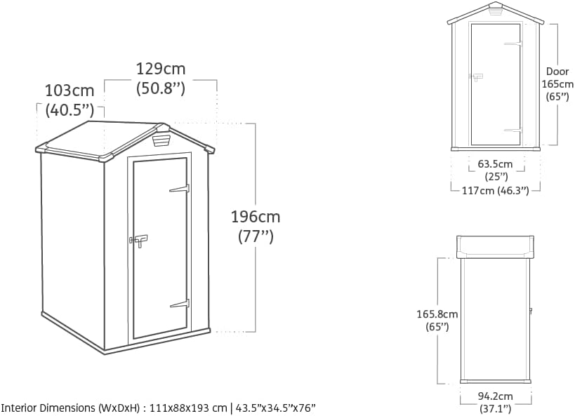 KETER - Abri Manor 43 - 1,1m² - Résine gris, porte simple