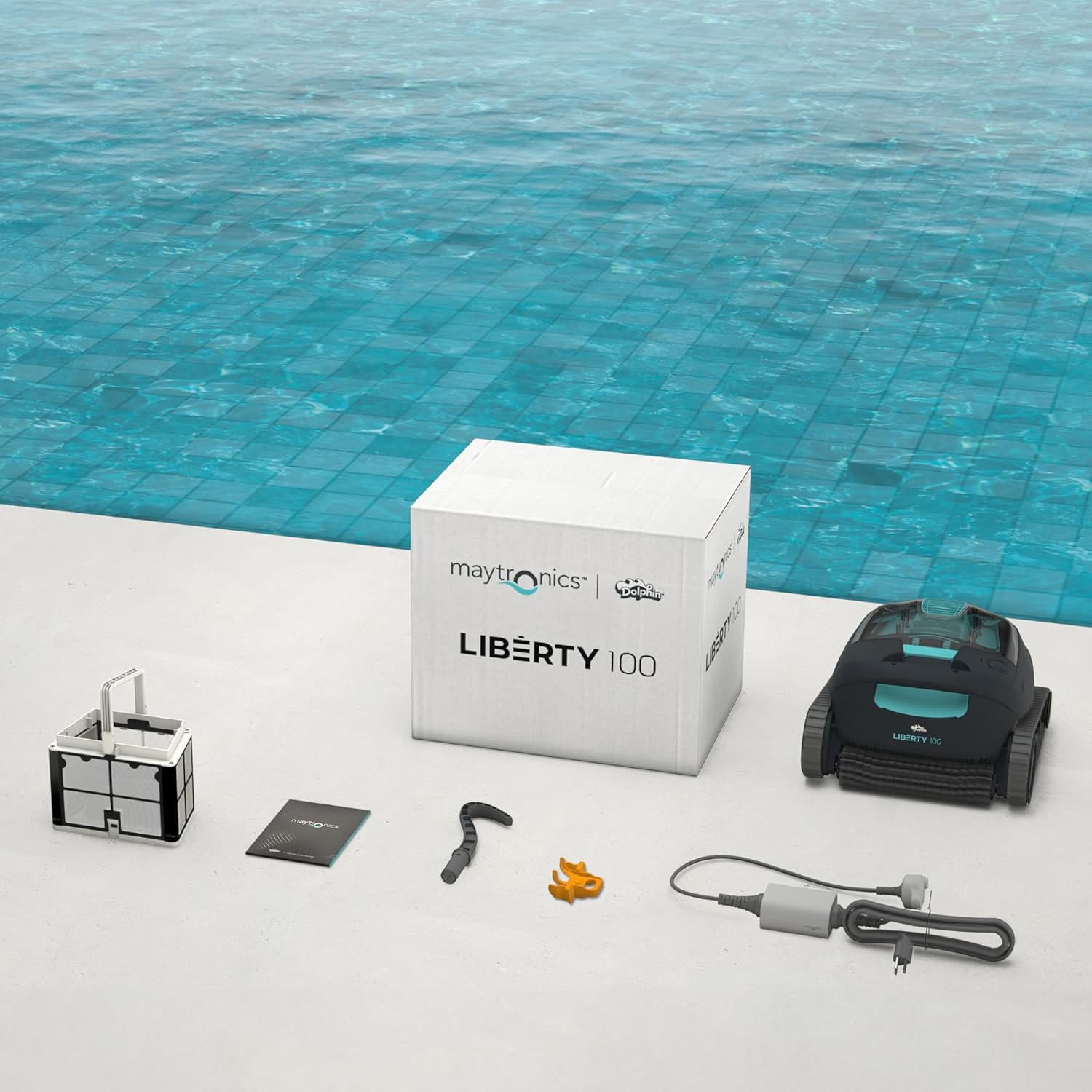 Dolphin Liberty 100 Aspirateur Piscine sans Fil, Robot Piscine Fond et Parois, Système de Filtration Fine, 120Min d'Autonomie, pour Piscines Enterrées & Hors Sol Jusqu’à 10 m