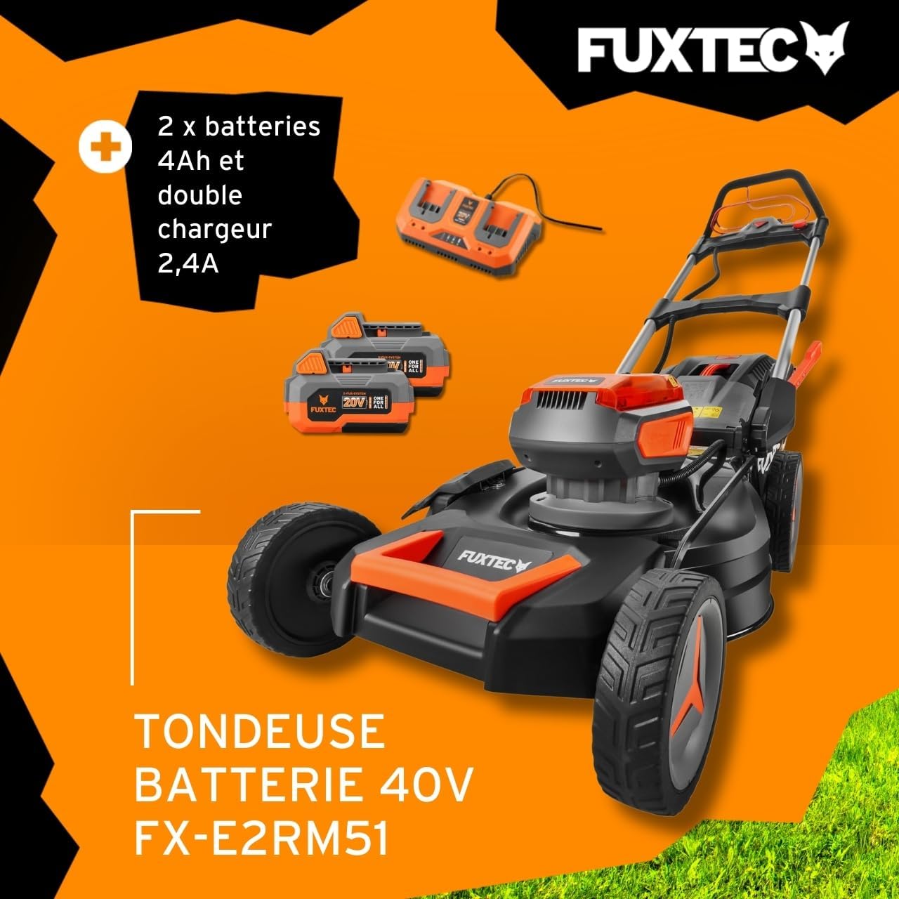 FUXTEC - tondeuse autotractée 51cm, 40V, mulching, 50L E2RM51