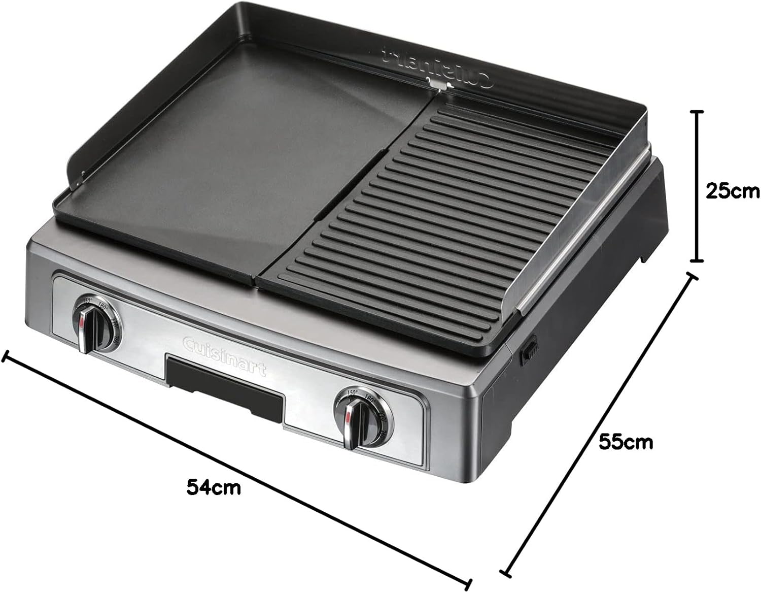 Cuisinart - Plancha double face - grande taille - 2 zones, 260°C, plaque amovible