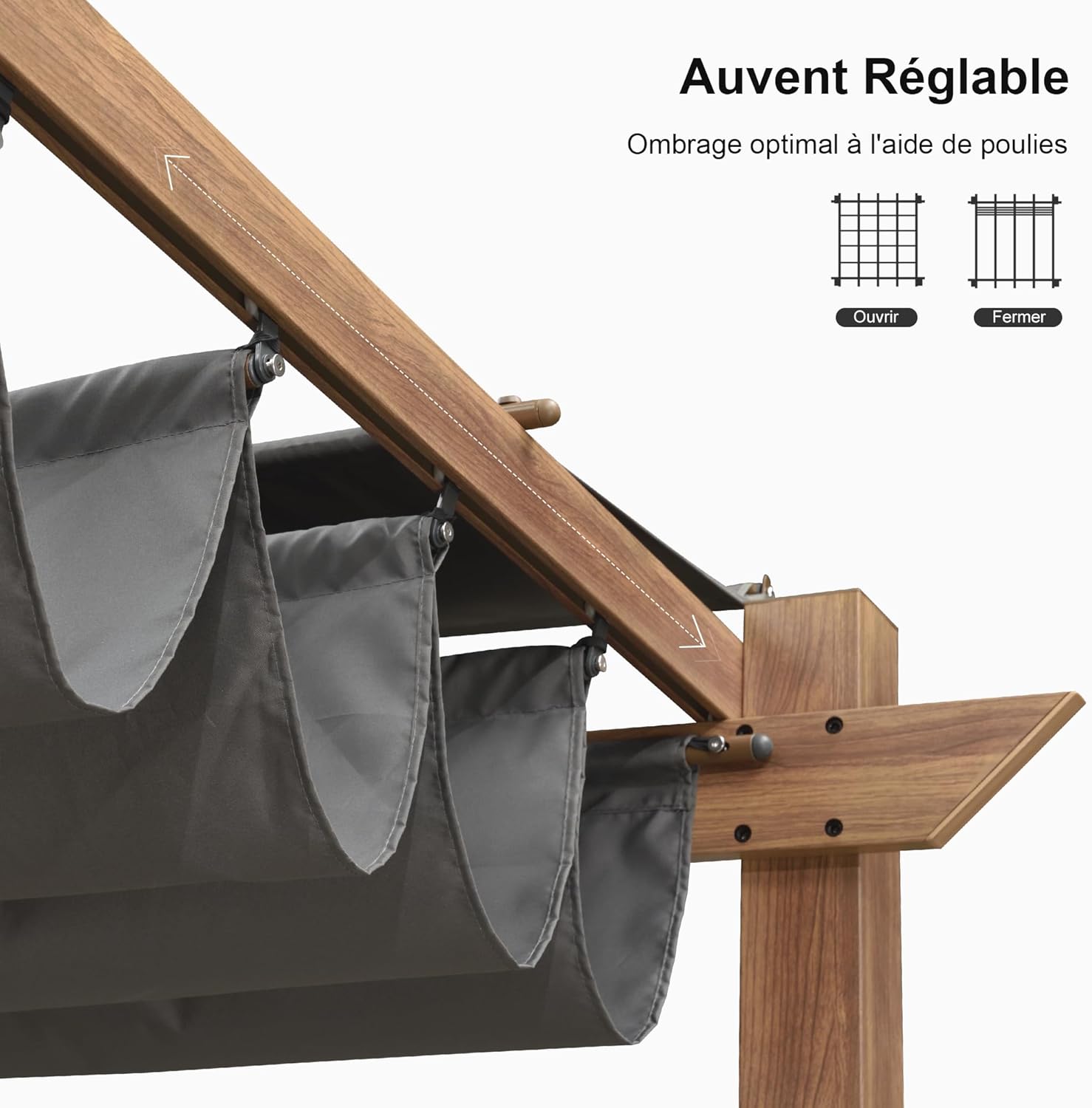 PURPLE LEAF - Pergola aluminium - 4x3m - éclairage intégré, toit rétractable