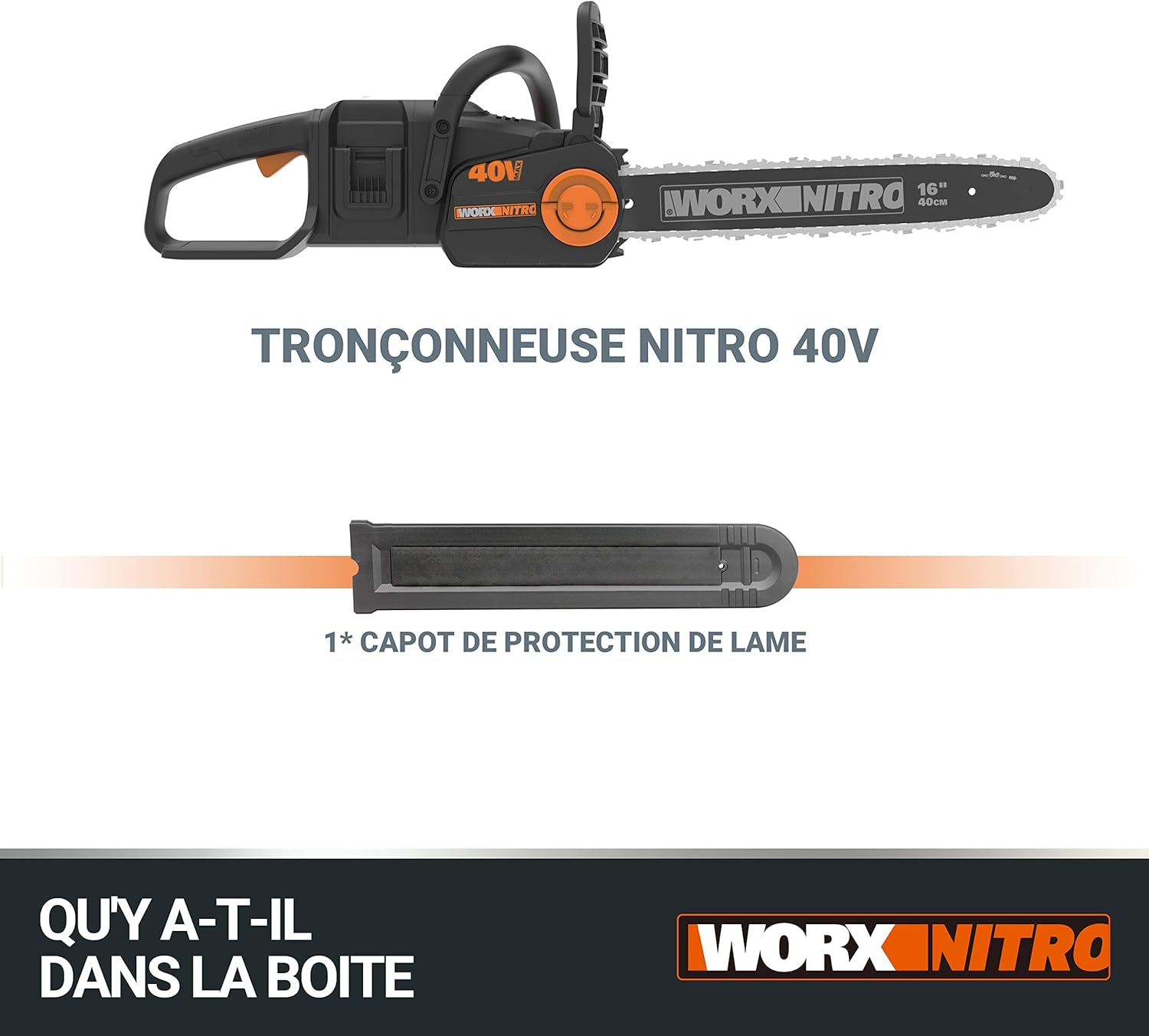 WORX - tronçonneuse Brushless 40 cm - 40V, 18 m/s, autolubrification, tension auto chaîne - WG385E.9