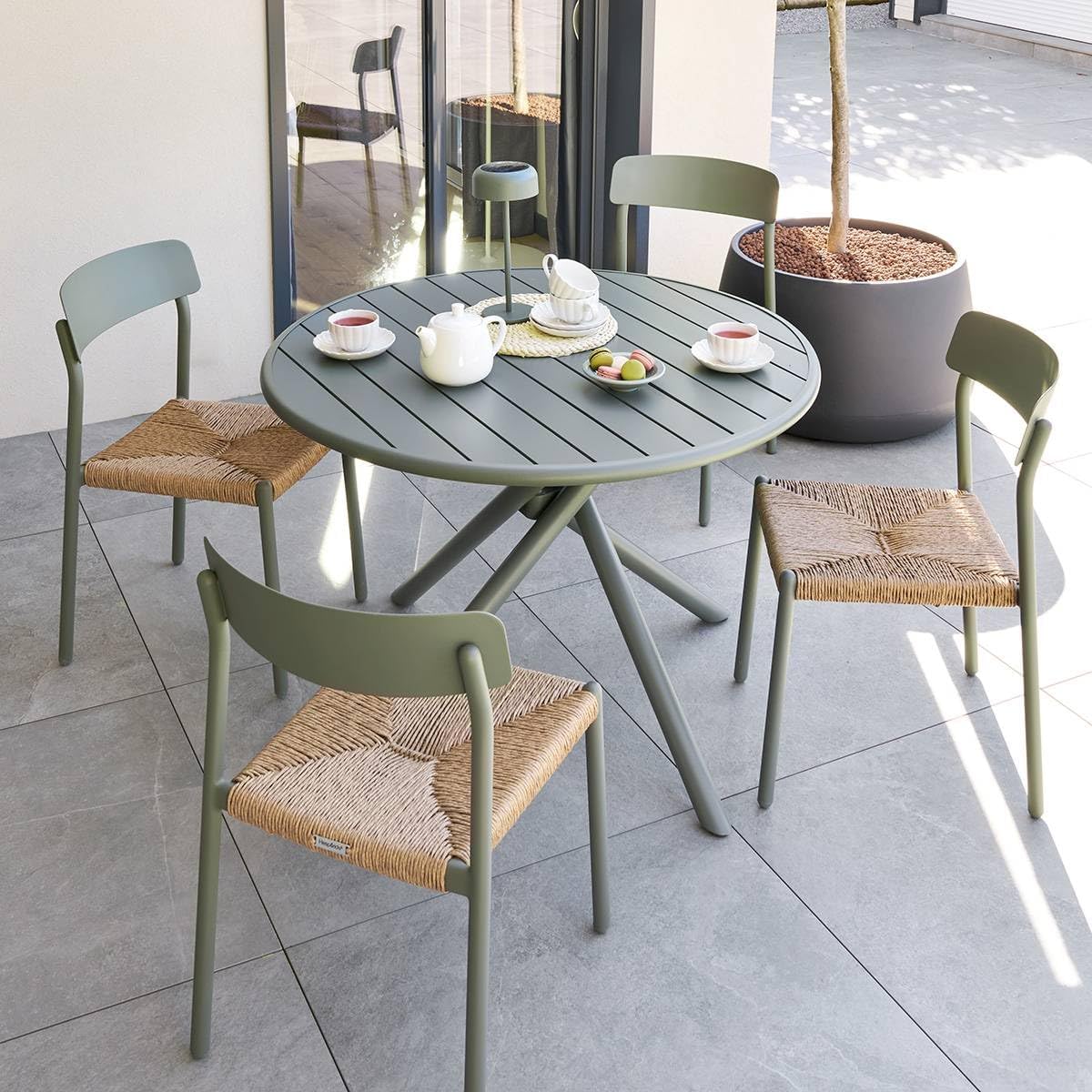Hespéride - Nebullia Table Jardin 4 places 105cm Vert Laurier