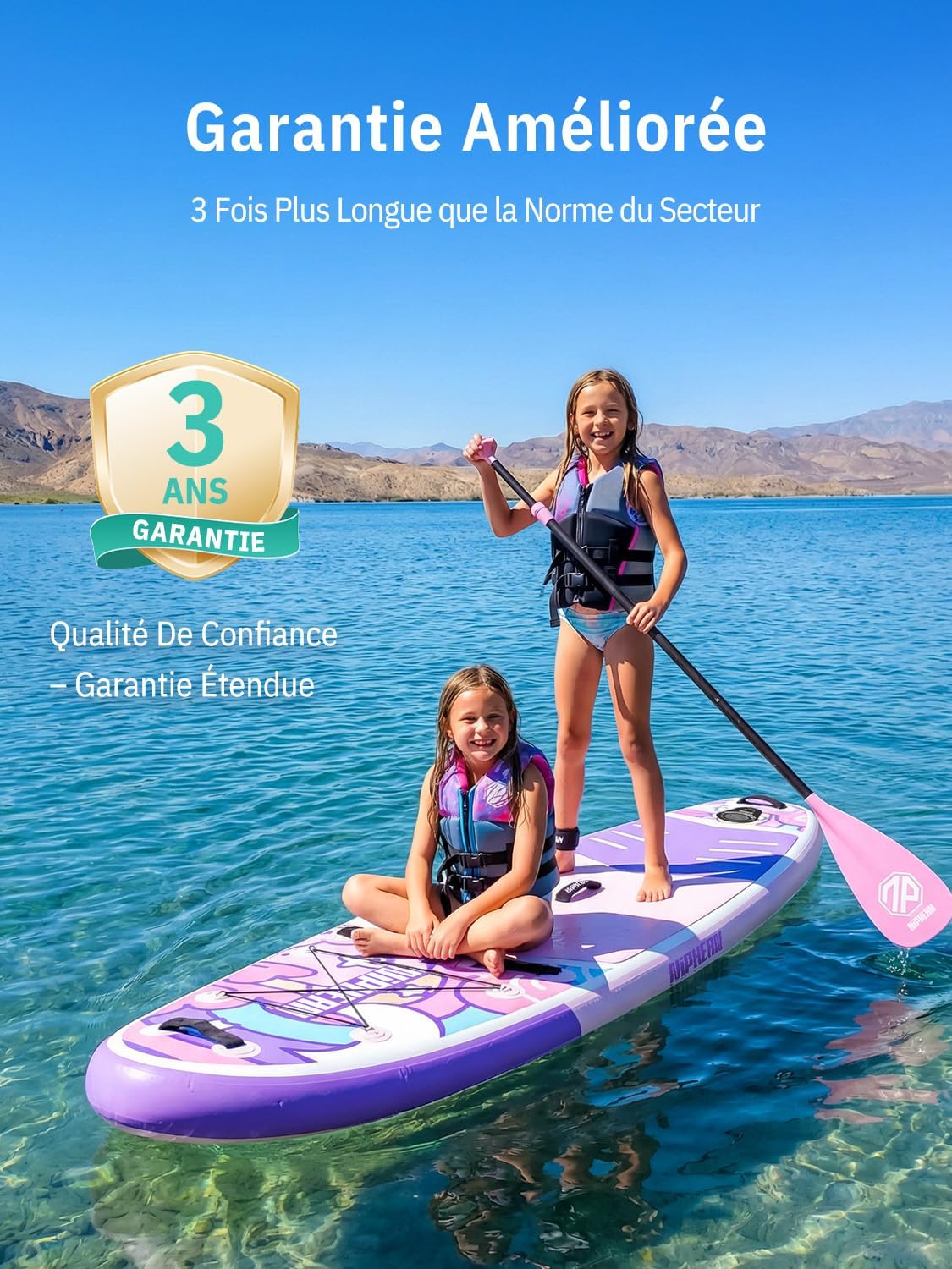 Niphean Paddle Gonflable Adulte avec Tous Les Accessoires, 320cm Planches de Stand Up Paddle Gonflables pour Tous Les Niveaux, Sup avec Capacité 200 kg pour 2 Personnes, Paddle Gonflable avec Siège