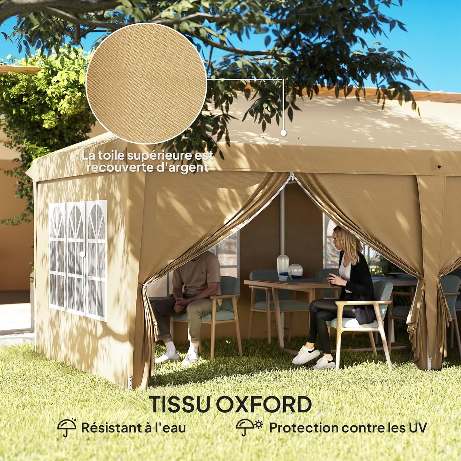 Outsunny Tonnelle de Jardin 3x6m Barnum Pliant avec Côtés Amovibles - Tente de Réception Structure en Acier Renforcée - Abri de Jardin Pop-up pour Mariage, Fête et Marché, Sac de Transport, Kaki