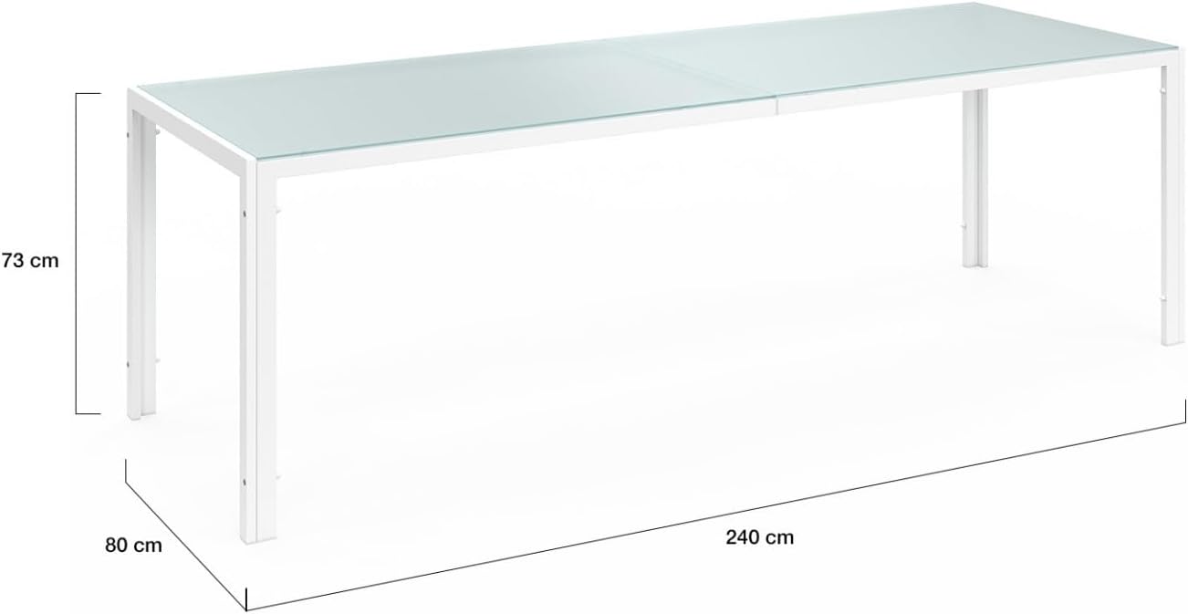 IDMarket - Madrid salon de jardin 240 cm table + 10 chaises blanc/beige