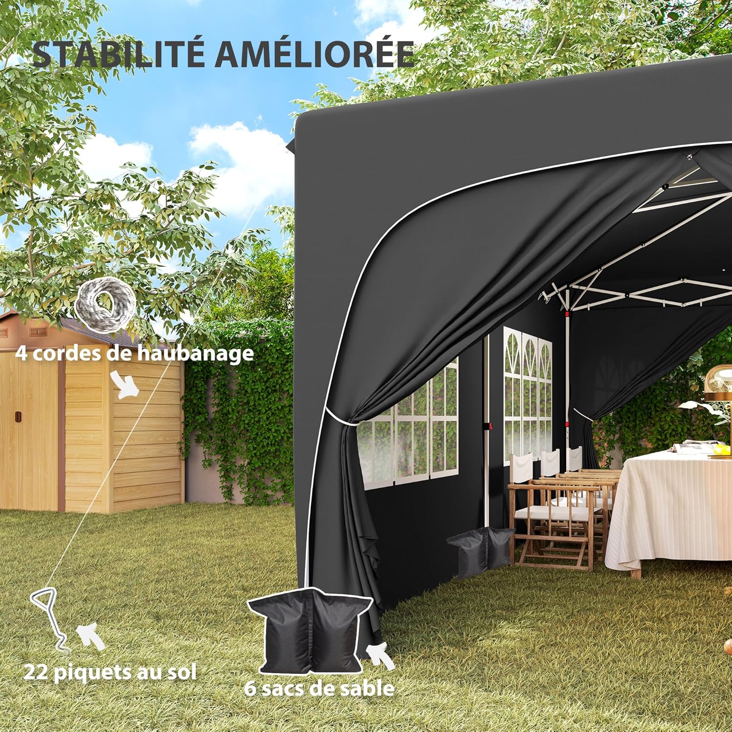 Outsunny - tonnelle pliante pop up - 3x6m - UPF50+, réglable, sac transport