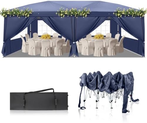 Bonnlo - tonnelle pliante 3x6 m, imperméable, sac inclus, bleu