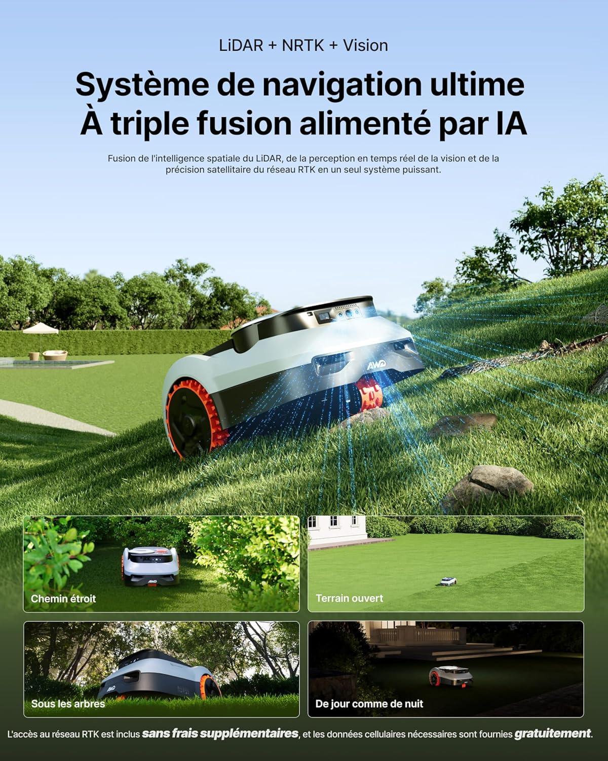 Segway - Navimow i210 LiDAR Pro - garage M - AWD, LiDAR+RTK, pente 55%, i210