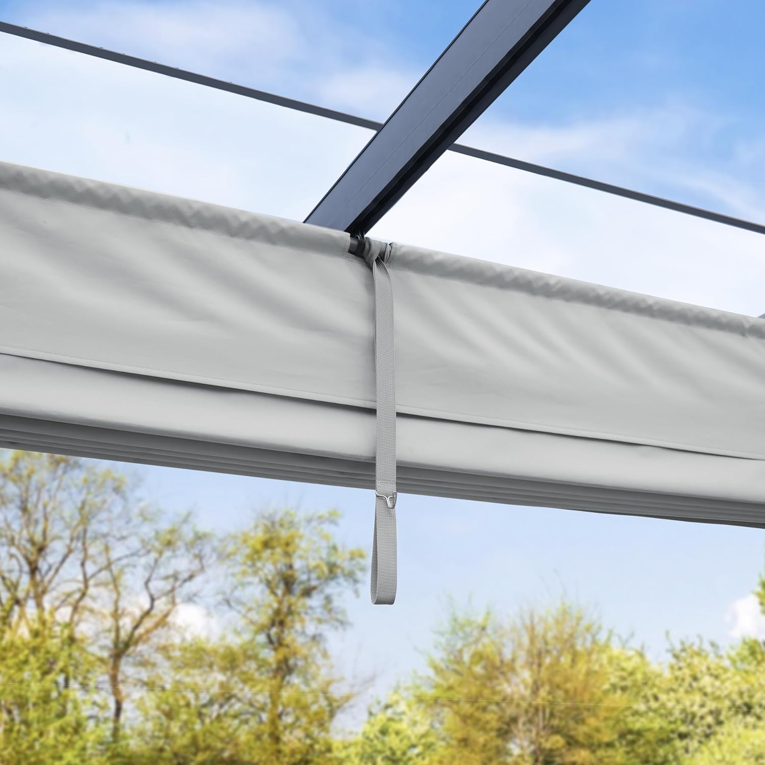Primeyard - Pergola pavillon rétractable 3x3 m acier gris