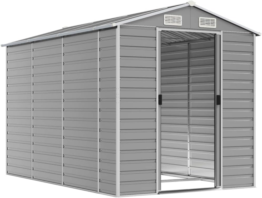 Abri de Jardin Gris Clair 191 x 300 x 198 cm en Acier galvanisé