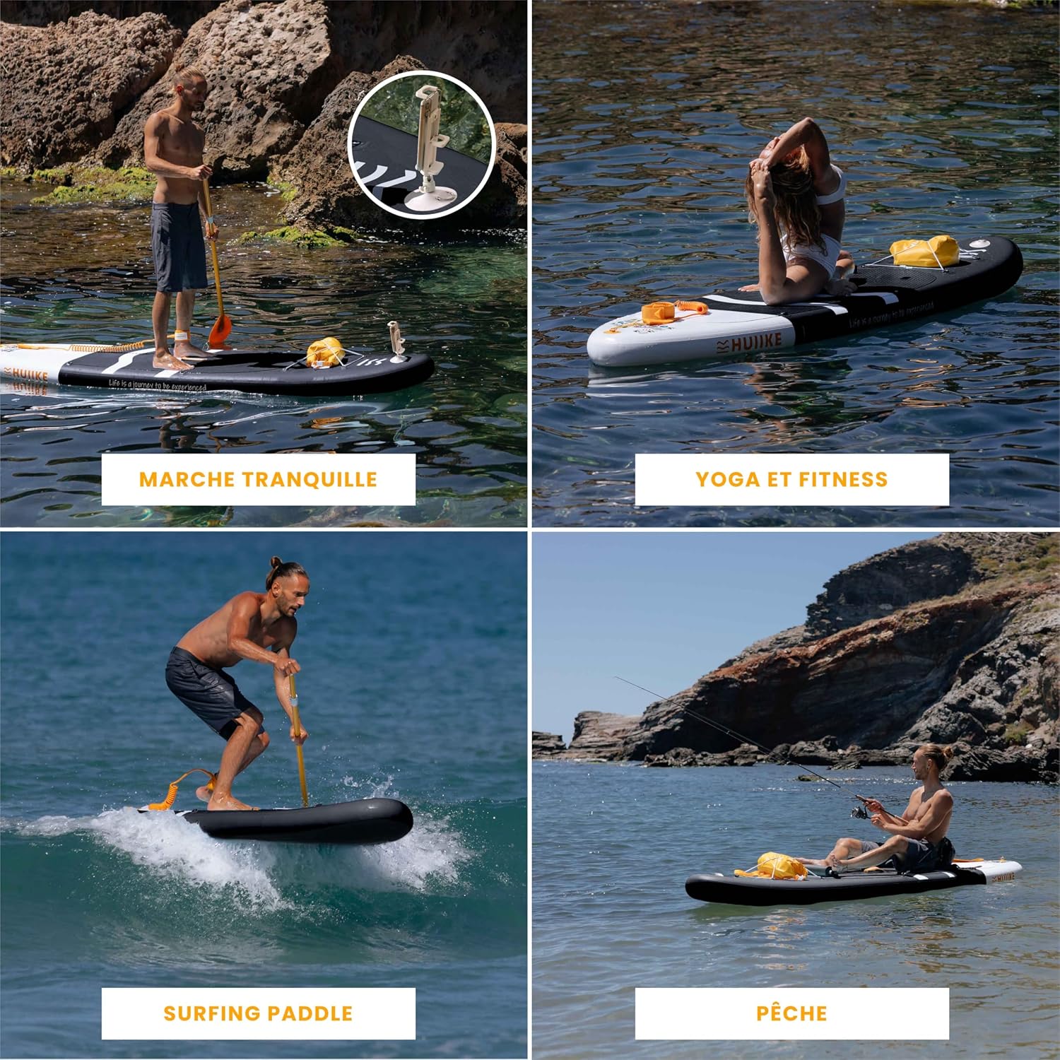 HUIIKE - Paddle gonflable adulte, 305x84x15 cm, kit complet, grande stabilité, 130 kg
