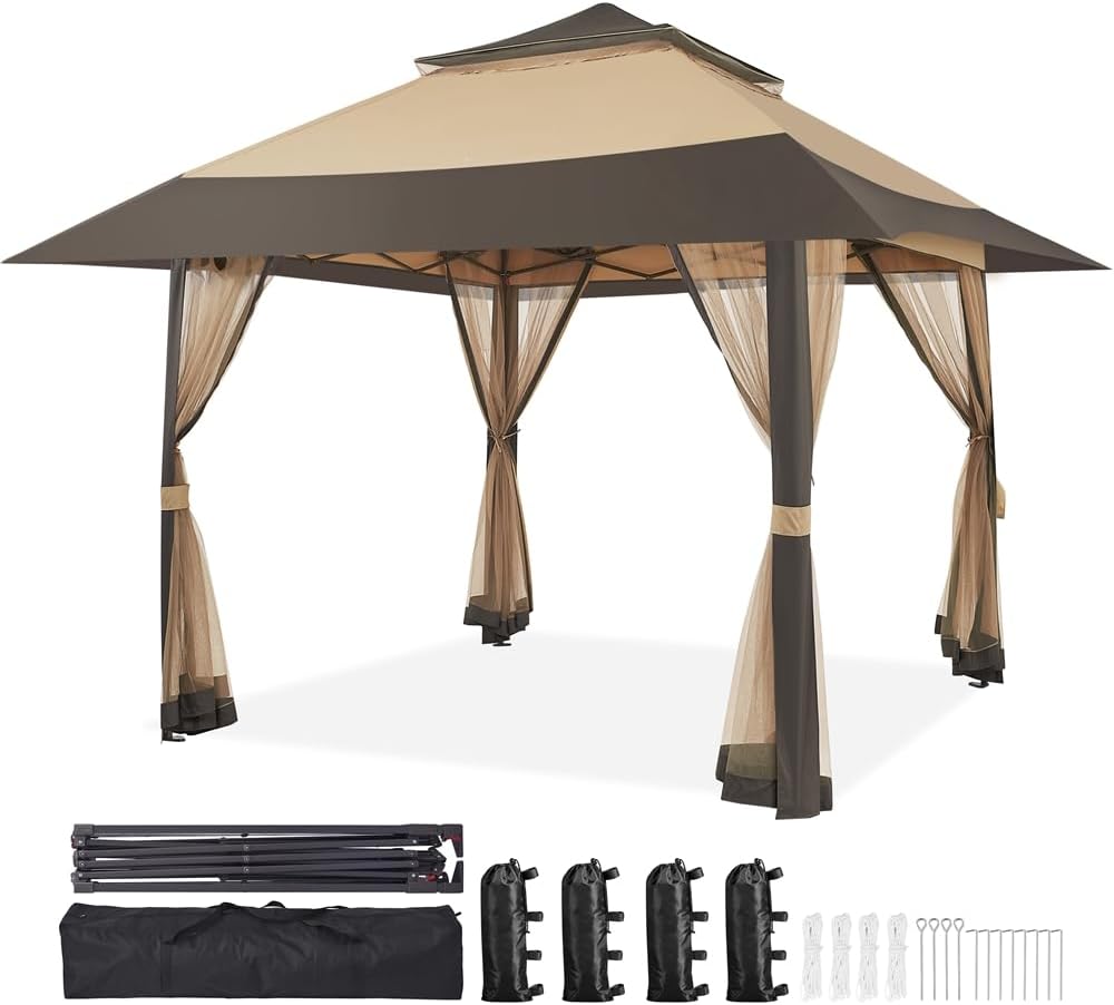 Yaheetech - tonnelle jardin 4x4m - toile moustiquaire, autoportante