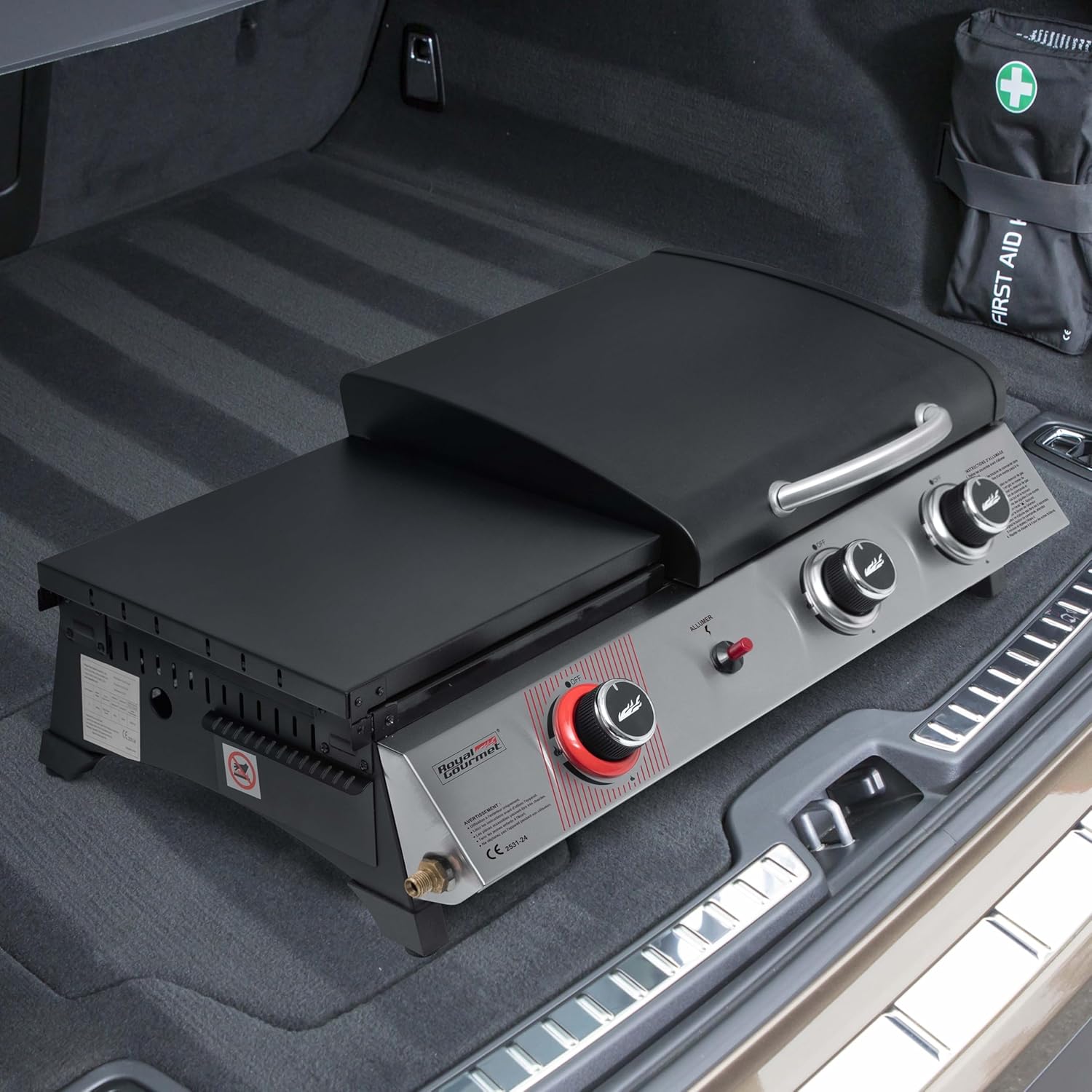 Royal Gourmet - barbecue gaz 3 brûleurs - 8,5kW - plancha, grille, couvercle multifonction