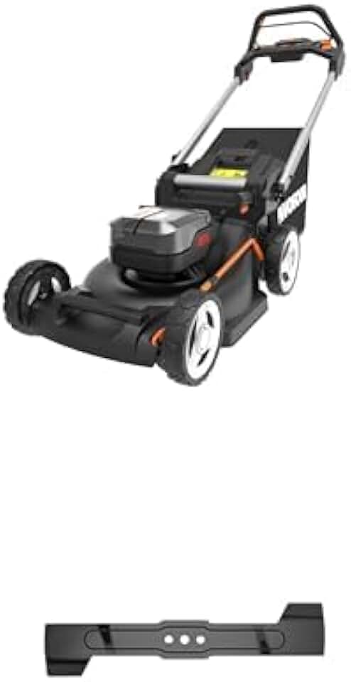 Pack WORX Tondeuse à Gazon autotractée Brushless sans Fil 40V WG749E + 3 Lames de Rechange, jusqu'à 500m², Lame de 46cm, Coupe jusqu'aux Bordures, Sac de 55 L, livée avec 2 Batteries 4Ah et Chargeur