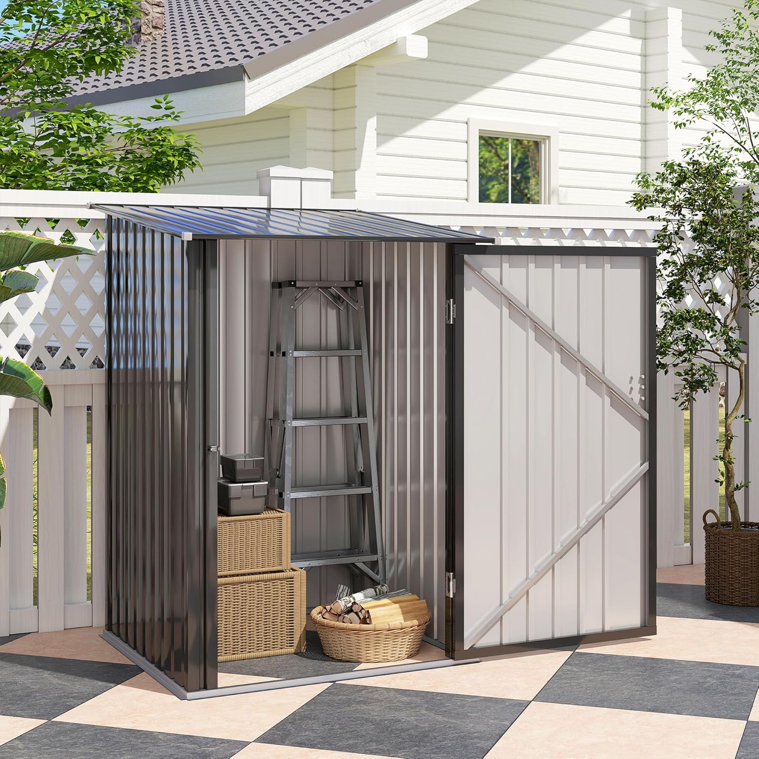 Outsunny - abri de jardin compact 1m², acier ondulé, porte verrouillable, 1x1,03x1,6 m