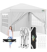 Cobizi Tonnelle pliante 3 x 3 cm étanche avec 4 panneaux latéraux Pour plein air Résistant aux UV