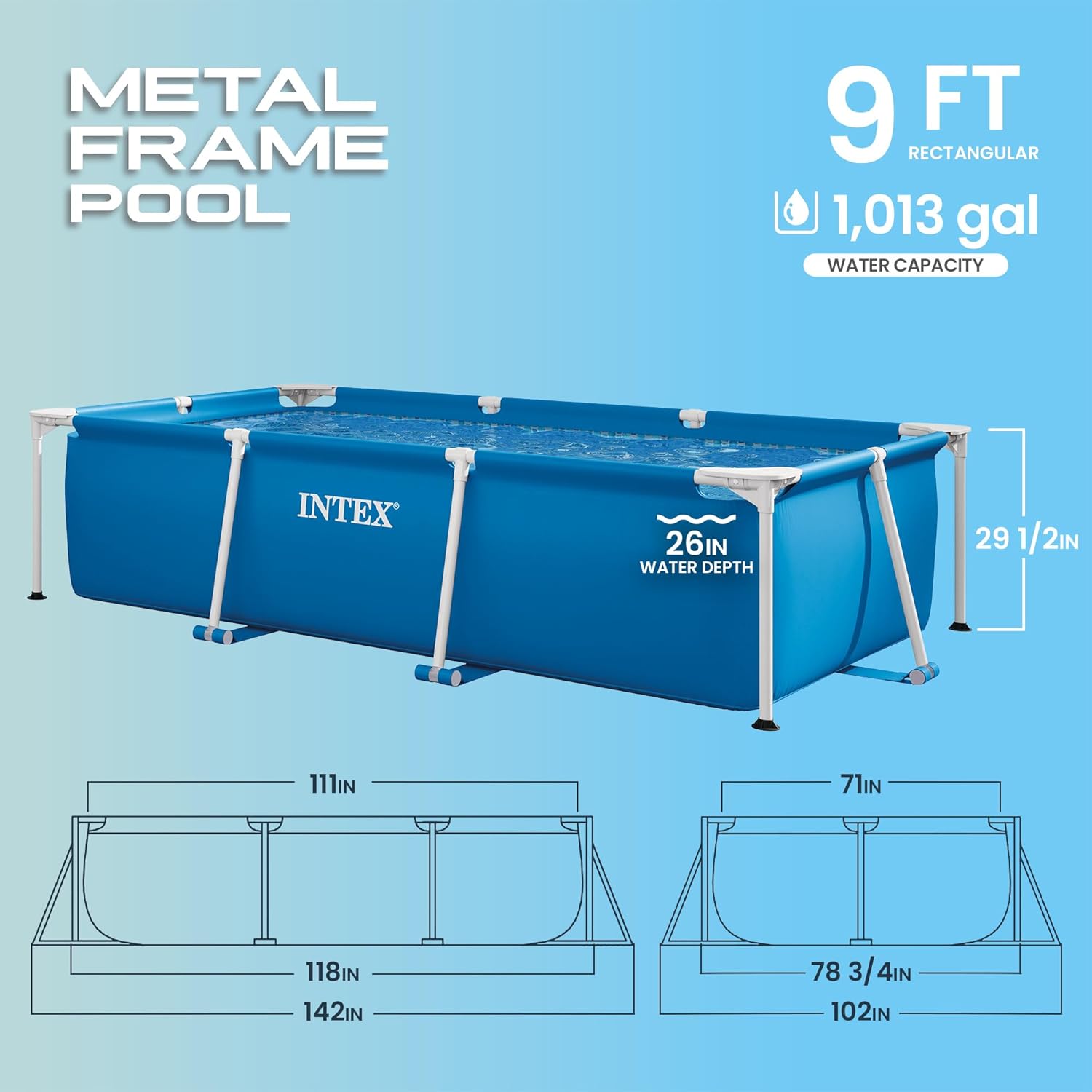 Intex - Metal Frame Junior - 3x2x0,75m piscine rectangulaire - 28272NP