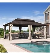 PURPLE LEAF Tonnelle de Jardin Exterieur 6 x 3,65 m, Pergola Aluminium à Double Toit Rigide en Ac...