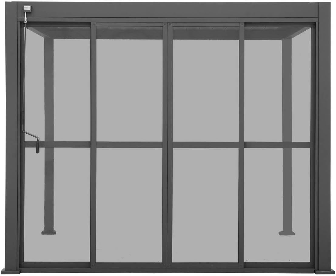 Hespéride - Portes coulissantes Evora Graphite - 236,5x279cm - protection solaire pergola grand modèle