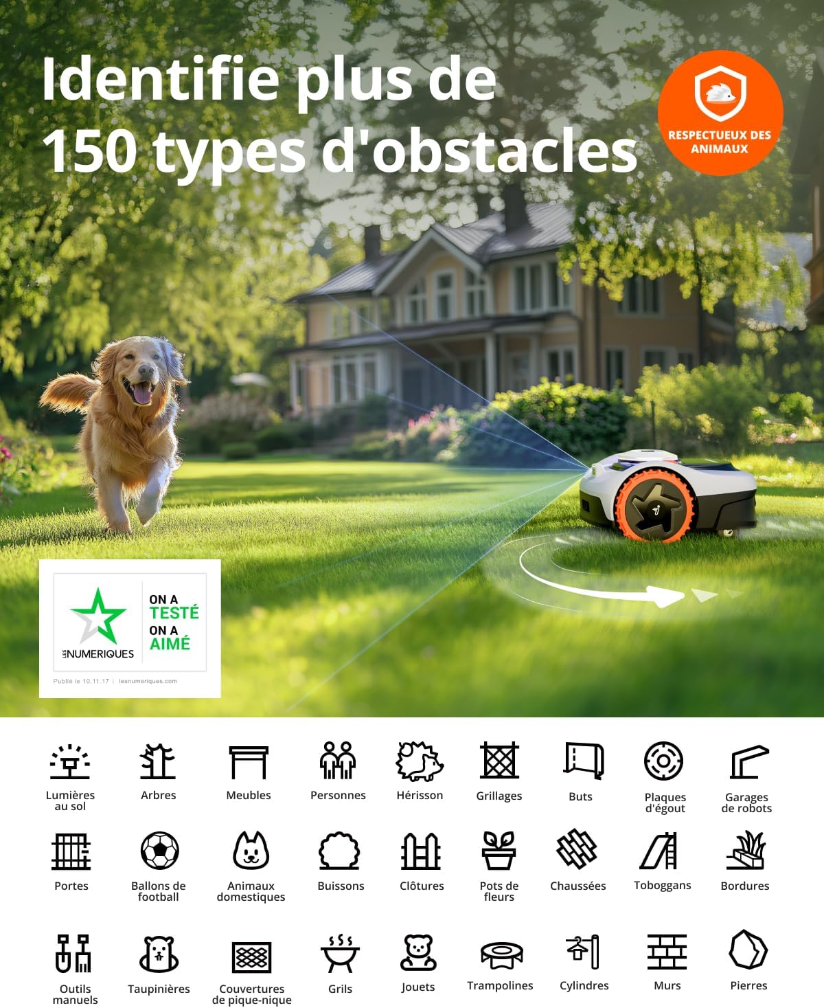 Segway - Navimow i105E - 500/600m² - tondeuse robot, RTK+Vision, multizone, IA, limite virtuelle, i105E