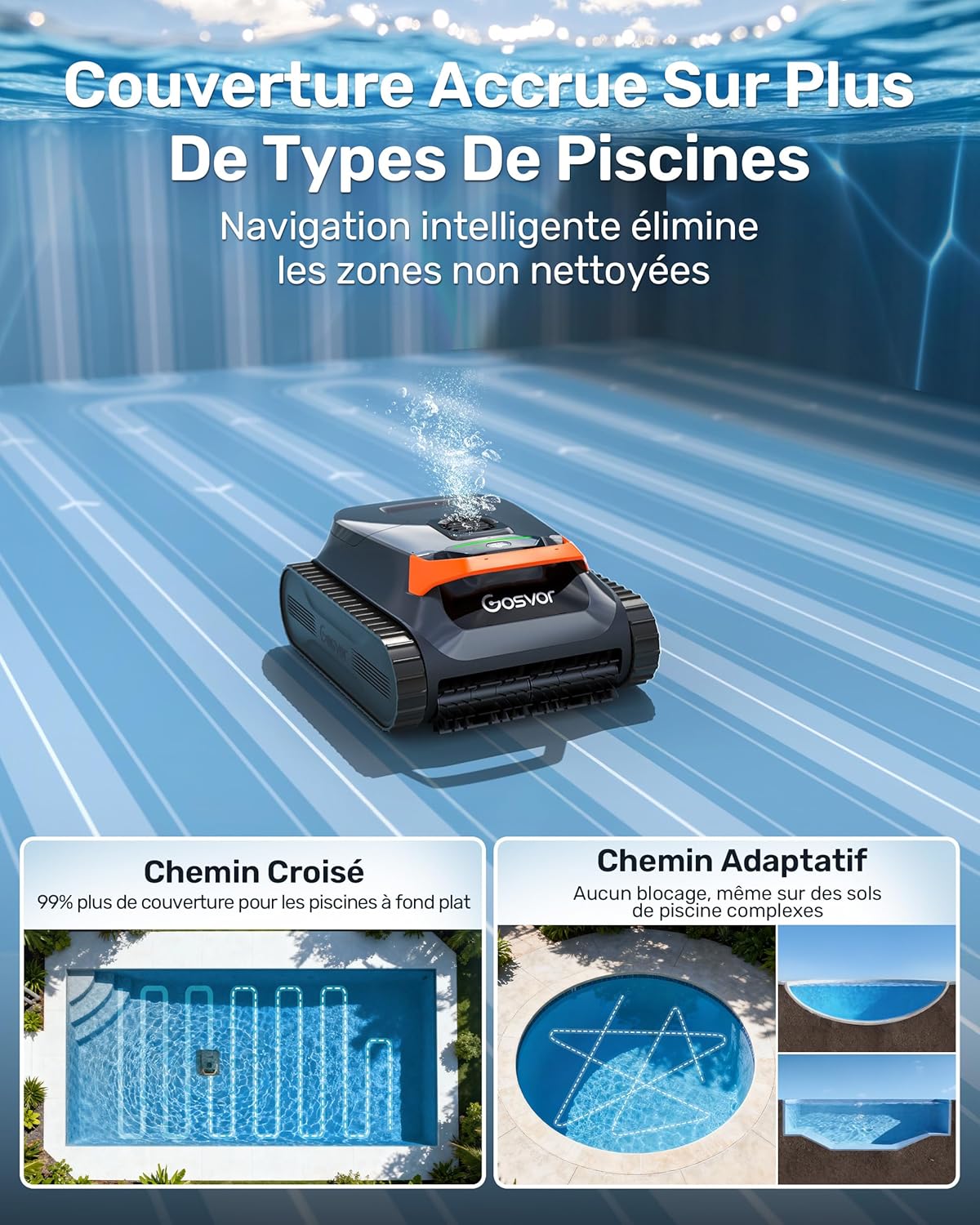 Gosvor - LiteVac Série - piscine jusqu’à 200m² - sans fil, double filtration, contrôle app, G1