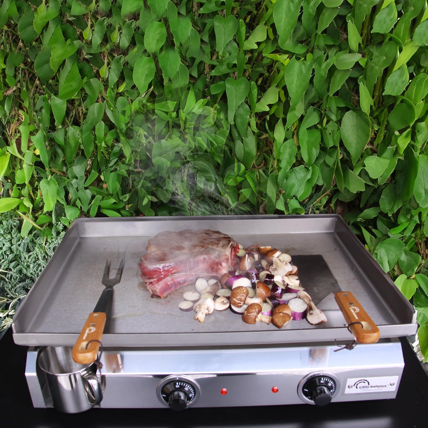 Little Balance - Plancha électrique 2 zones inox 3000W, 60x40cm - 8679