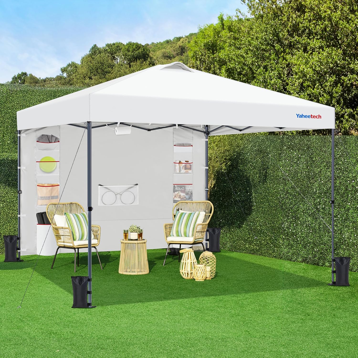 Yaheetech - tonnelle pop-up, pliable, latérales, réglable, imperméable, anti-UV - pour jardin terrasse camping