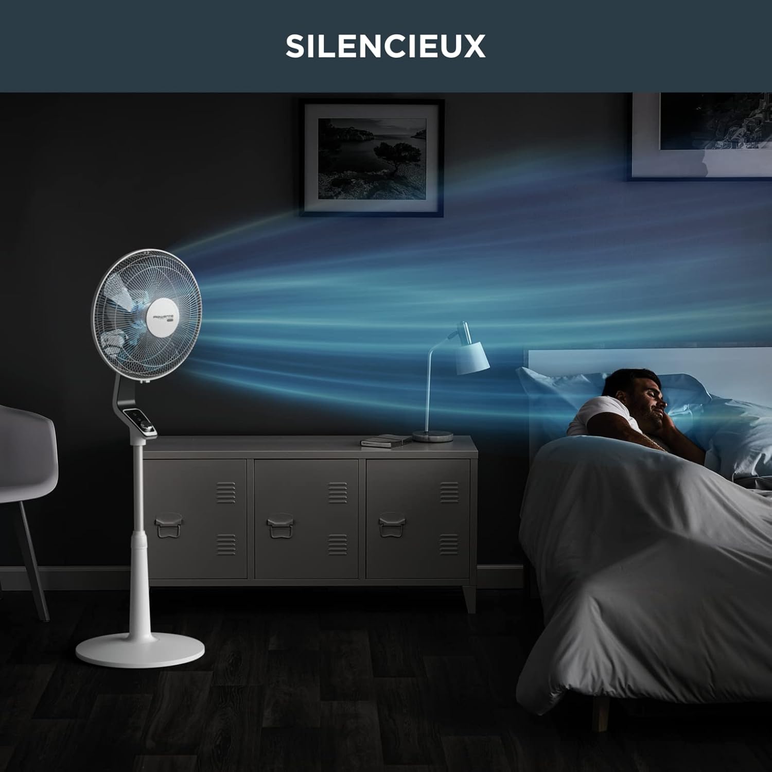 Rowenta Turbo Silence Ventilateur pied 40 cm, Puissant, Flux d’air 72 m3/min, 45 dB(A), Oscillation automatique, Orientation réglable, Grille ultra-sécurisée VU5640F2 (Lot de 2)