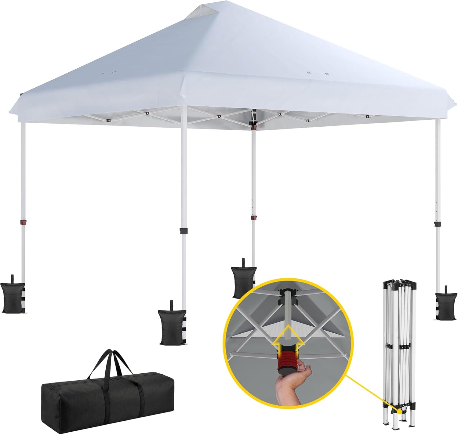 Outsunny - Tonnelle Pliante Pop-up - 3x3m - UPF50+, Hauteur réglable, Blanc