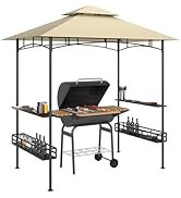 Outsunny Tonnelle de Barbecue, auvent de réception pour Jardin, Crochet au Plafond étagères et pa...