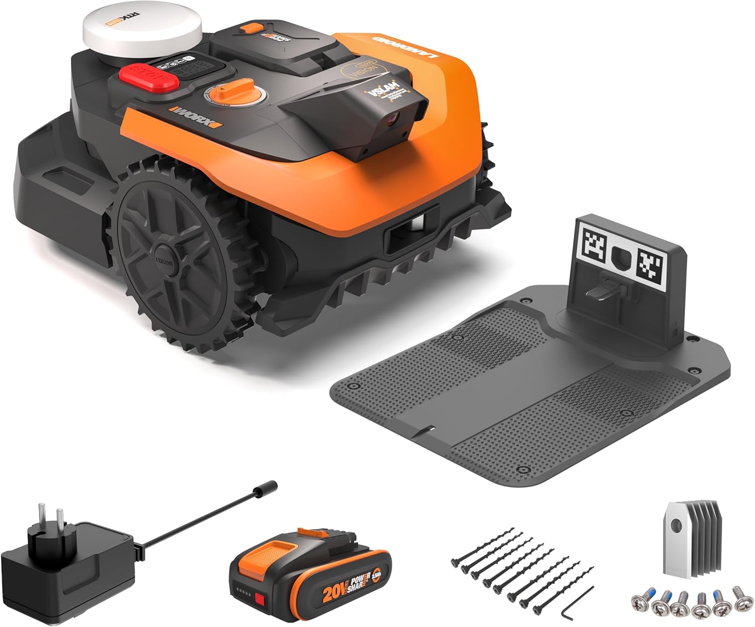 WORX - Tondeuse robot Vision Cloud 2WD - 500m², IA, VSLAM+RTK, appli - WR305E
